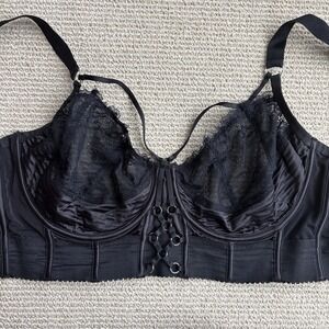City Chic Boudoir Aria Bra Sexy Black Lace Underwire Size 44D